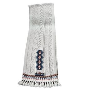 Chaser Knit Scarf Cream Cotton Nordic Tribal Tassel‎ Cozy Winter Boho Ski NWOT